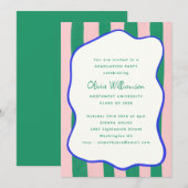 Bold Wavy Border Roze Groen Afstuderen Celebration Kaart (Voorkant / Achterkant)