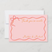 Bold Wavy Hand getrokken Dank u Nota kaart (Voorkant)