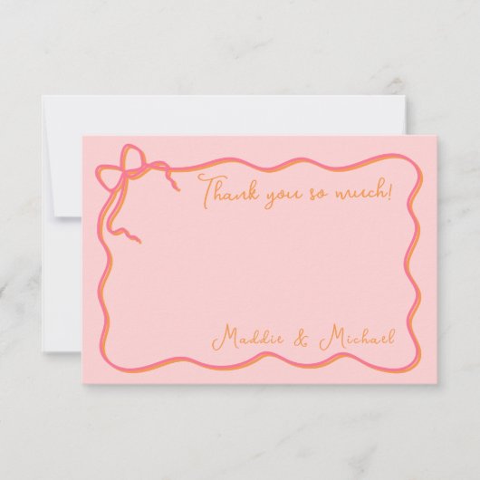 Bold Wavy Hand getrokken Dank u Nota kaart (Voorkant)