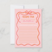 Bold Wavy Lijst Bow Roze Sinaasappel Recept Kaart (Voorkant)