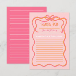 Bold Wavy Lijst Bow Roze Sinaasappel Recept Kaart
