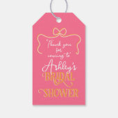 Bold Wavy Lijst Bow Roze Sinaasappel Vrijgezellenf Cadeaulabel (Achterkant)