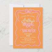 Bold Wavy Lijst Bow Roze Sinaasappel Vrijgezellenf Kaart (Voorkant)