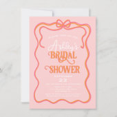 Bold Wavy Lijst Bow Roze Sinaasappel Vrijgezellenf Kaart (Voorkant)