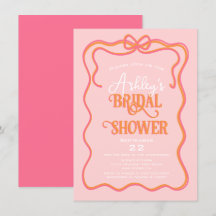 Bold Wavy Lijst Bow Roze Sinaasappel Vrijgezellenf