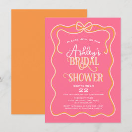 Bold Wavy Lijst Bow Roze Sinaasappel Vrijgezellenf Kaart