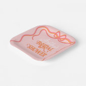 Bold Wavy Lijst Bow Roze Sinaasappel Vrijgezellenf Papieren Bordje (Gebogen)