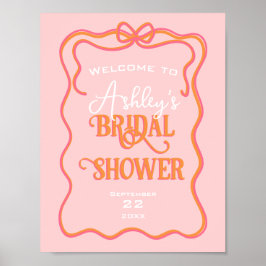 Bold Wavy Lijst Bow Roze Sinaasappel Vrijgezellenf Poster