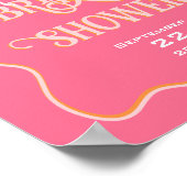 Bold Wavy Lijst Bow Roze Sinaasappel Vrijgezellenf Poster (Hoek)