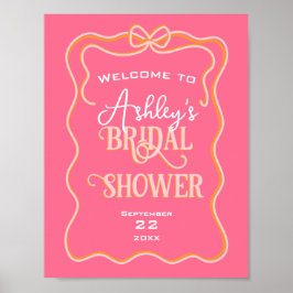Bold Wavy Lijst Bow Roze Sinaasappel Vrijgezellenf Poster