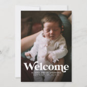 Bold welkomstroze foto geboorteaankondiging aankondiging (Voorkant)