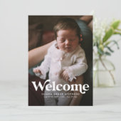 Bold welkomstroze foto geboorteaankondiging aankondiging (Staand voorkant)