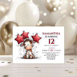 Bold whimsical animals cow kids birthday invite kaart