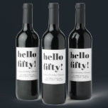 Bold White Black Modern 50th Birthday Custom Wijn Etiket<br><div class="desc">Bold Typografie zwart en wit modern 50th Birthday Custom Wine Label</div>