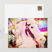 Bold white carrousel, draai rond paardenfoto briefkaart (Voorkant / Achterkant)