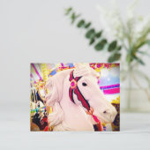 Bold white carrousel, draai rond paardenfoto briefkaart (Staand voorkant)