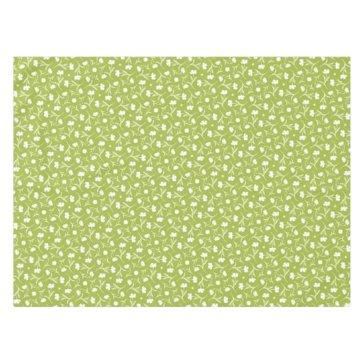Bold White Green Liberty Floral Pattern Elegant Tafelkleed (Voorkant (Horizontaal))
