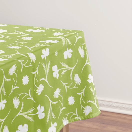 Bold White Green Liberty Floral Pattern Elegant Tafelkleed (Voorbeeld)