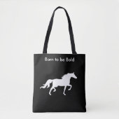 Bold White Horse Silhouette op Black Tote Bag (Voorkant)