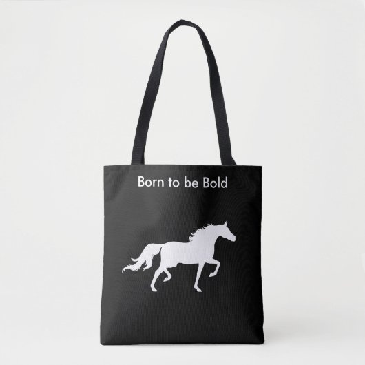 Bold White Horse Silhouette op Black Tote Bag (Voorkant)