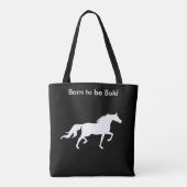 Bold White Horse Silhouette op Black Tote Bag (Achterkant)