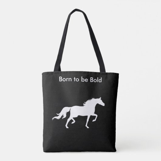 Bold White Horse Silhouette op Black Tote Bag (Achterkant)