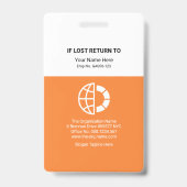 Bold White Oranje Blocks Company Employee Photo Badge (Achterkant)
