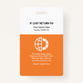 Bold White Oranje Blocks Company Employee Photo Badge (Achterkant)