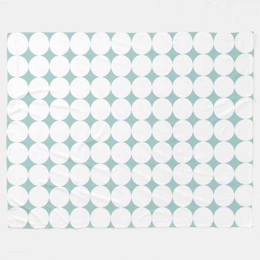 Bold White Polka Dots Eggshell Blue Fleece Deken (Voorkant (Horizontaal))