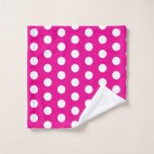 Bold White Polka Dots on Hot Pink Bad Handdoek (Wasdoekje)