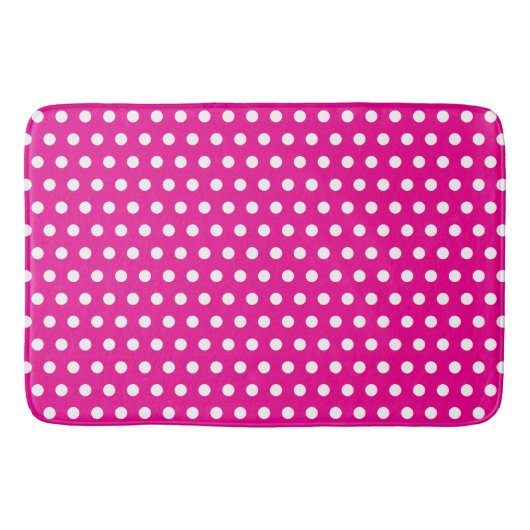 Bold White Polka Dots on Hot Pink Badmat (Voorkant)