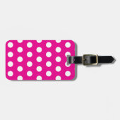 Bold White Polka Dots on Hot Pink Bagagelabel (Voorkant horizontaal)