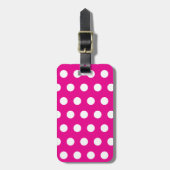 Bold White Polka Dots on Hot Pink Bagagelabel (Voorkant verticaal)