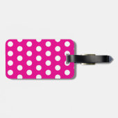Bold White Polka Dots on Hot Pink Bagagelabel (Achterkant horizontaal)