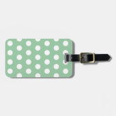 Bold White Polka Dots on Sage Green Bagagelabel (Voorkant horizontaal)