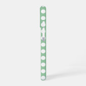 Bold White Polka Dots on Sage Green iPhone 16 Hoesje (Linkerkant)