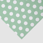 Bold White Polka Dots on Sage Green Tissuepapier (Detail)