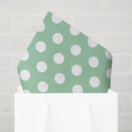 Bold White Polka Dots on Sage Green Tissuepapier (Cadeauzakje)