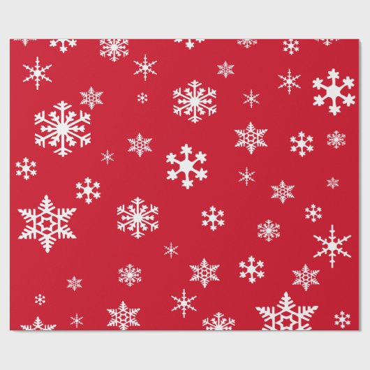 Bold White Snowflakes op Bright Cherry Red Holiday Cadeaupapier (Vlak)