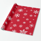 Bold White Snowflakes op Bright Cherry Red Holiday Cadeaupapier (Uitgerold)