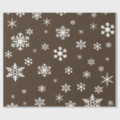 Bold White Snowflakes op Chocolate Brown Holiday Cadeaupapier (Vlak)