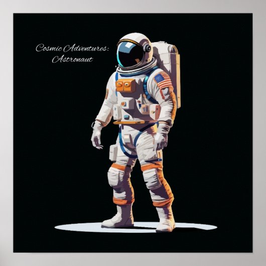 Bold White Spacewalk Astronaut Poster (Voorkant)