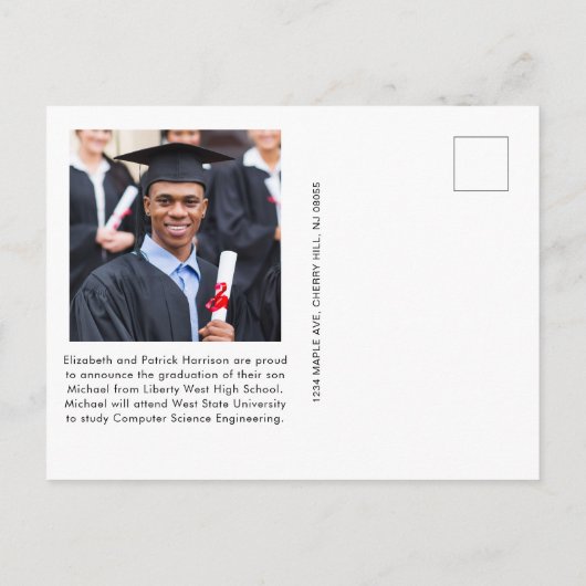 Bold White Typography Photo Afstuderen Aankondigingskaart (Achterkant)