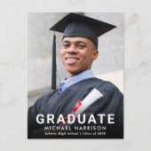 Bold White Typography Photo Afstuderen Aankondigingskaart (Voorkant)