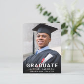Bold White Typography Photo Afstuderen Aankondigingskaart (Staand voorkant)