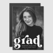 Bold White Typography Photo Afstuderen Magnetische Uitnodiging (Voorkant / Achterkant)