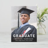 Bold White Typography Photo Graduparty Kaart (Staand voorkant)