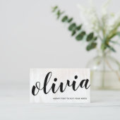 Bold White Wood Script Calligraphy Visitekaartje (Staand voorkant)