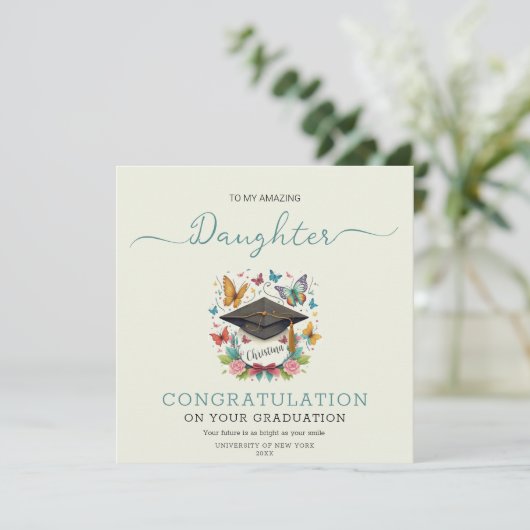 Bold Wildflower Blooming Pet Dochter Afstuderen Kaart (Staand voorkant)