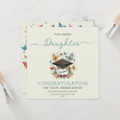 Bold Wildflower Blooming Pet Dochter Afstuderen Kaart (Voorkant / Achterkant in situ)